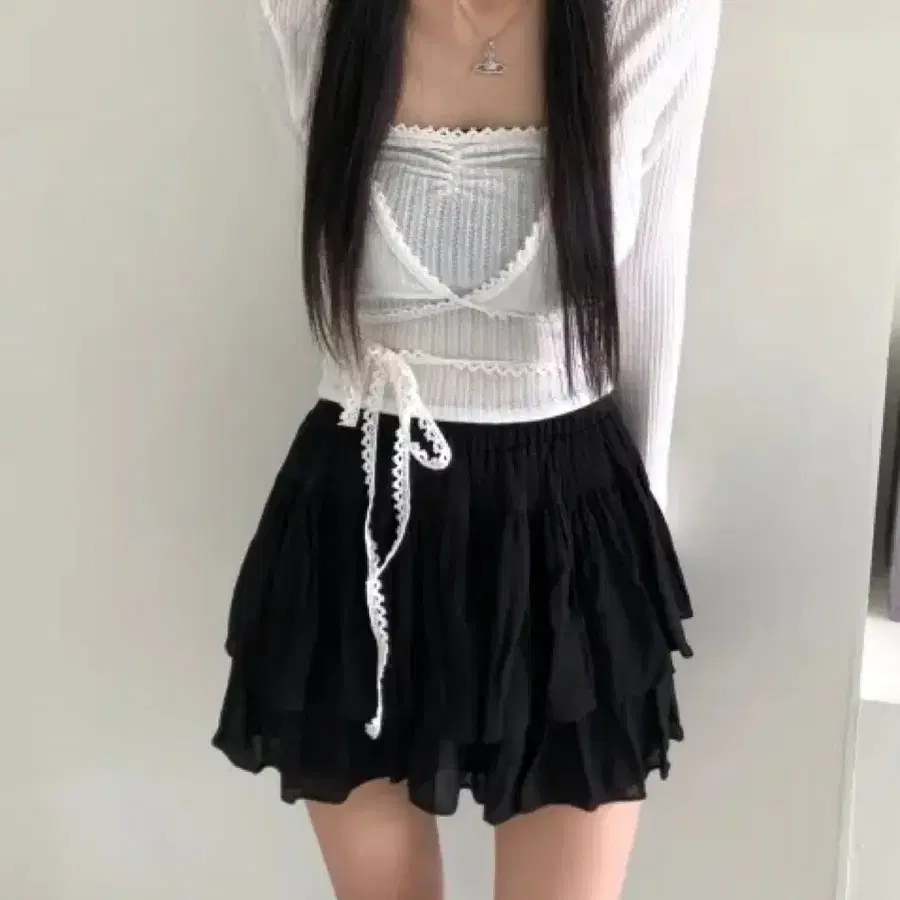 키튼 볼레로 레이스 나시 가디건 세트