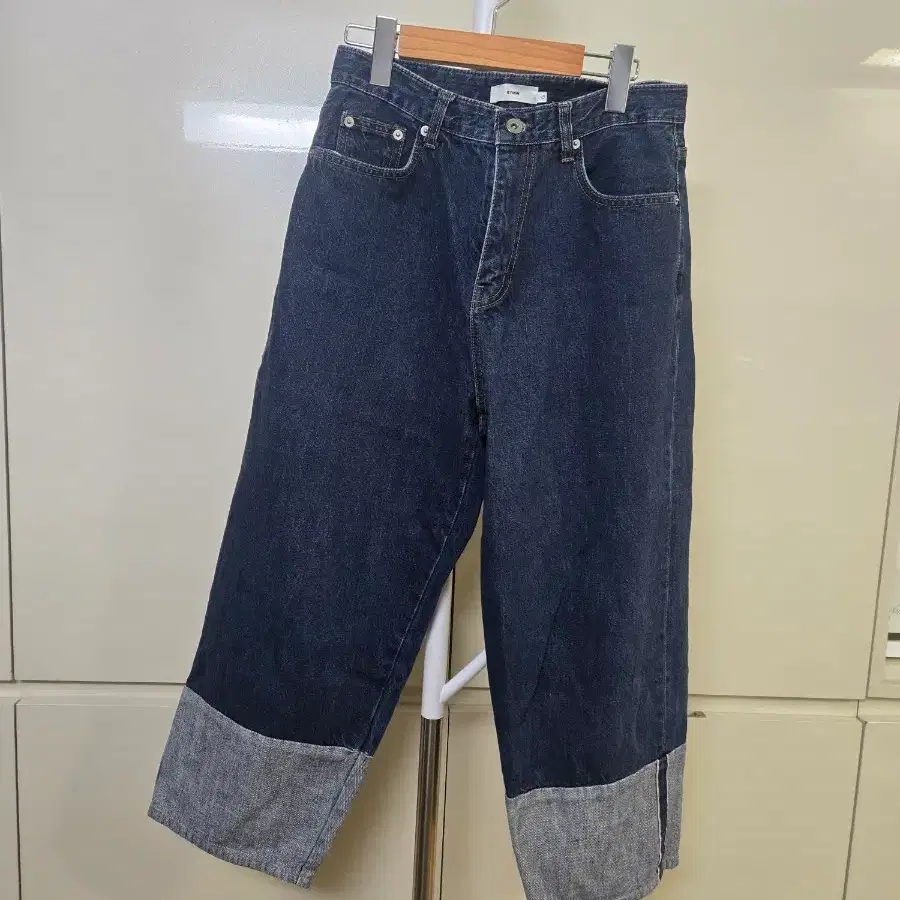 청바지 데님 롤업 배색