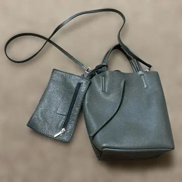 천연 가죽 이탈리아제 숄더백 그레이