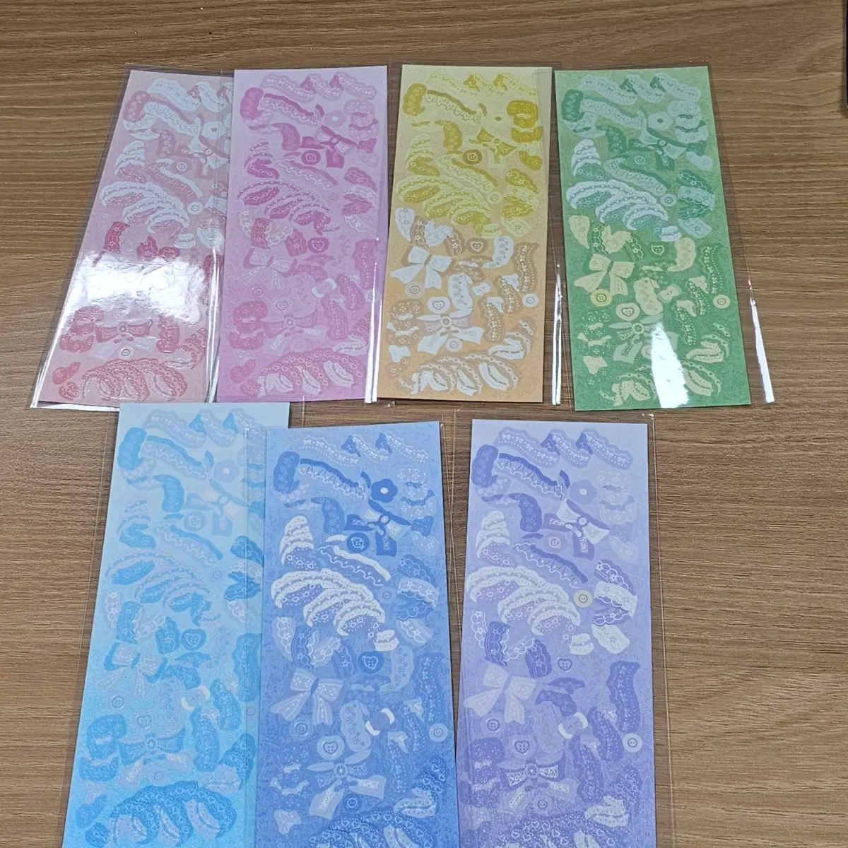 일괄) 리본코어 글리터 컨페티 칼선 스티커 7종