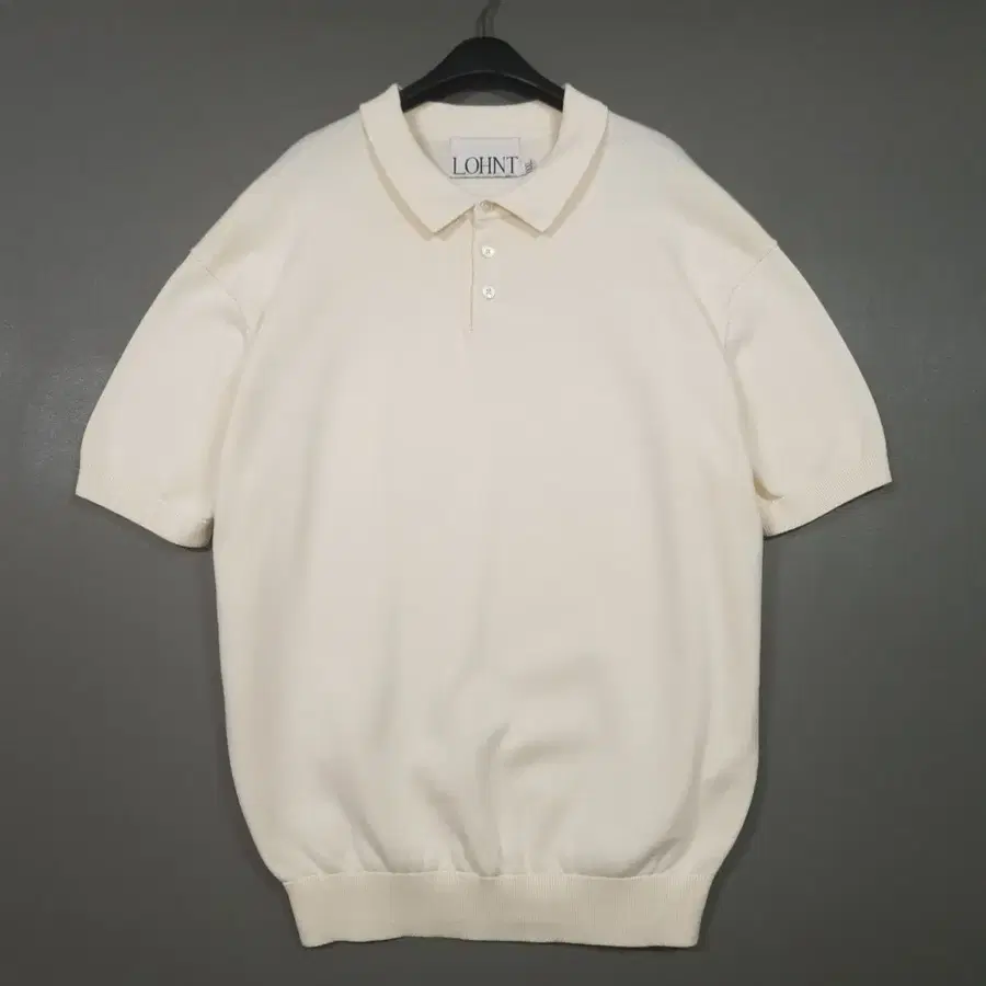 2XL) LOHNT 론트 코튼 카라 반팔 니트 폴로 셔츠 베이지 아이보리
