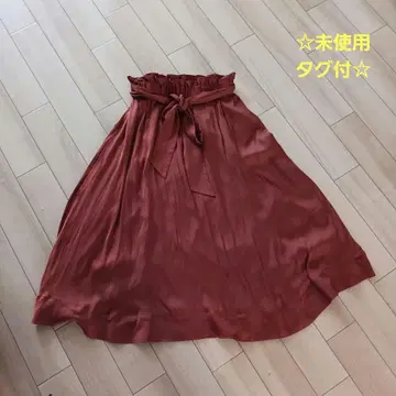미사용 택 포함 [ Mira Owen 롱 플레어 스커트 브라운 ]