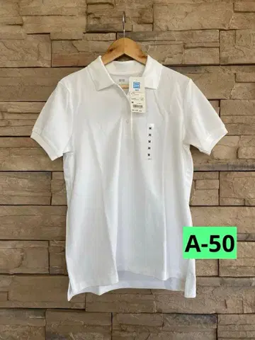 A-50 유니클로 스트레치 카노코 피케 셔츠 화이트 M 택 포함 새상품