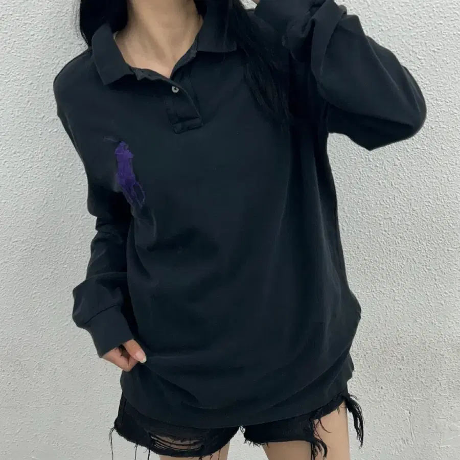 폴로 랄프로렌 퍼플빅포니 블랙 pk티 XL