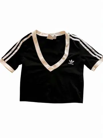 adidas Originals 크롭 V넥 티셔츠