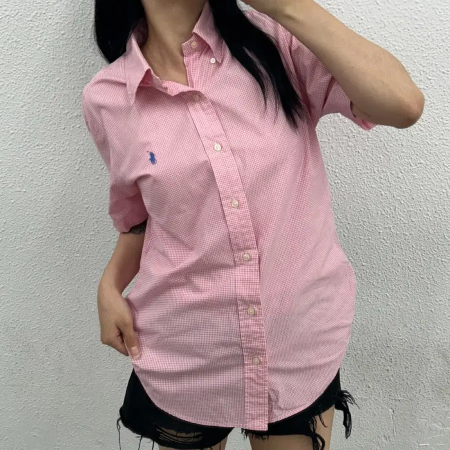 폴로 랄프로렌 스카이블루포니 핑크체크 셔츠 16