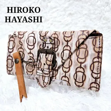 HIROKO HAYASHI 장지갑 올 패턴 가죽 벨트 브라운 히로코 하야시