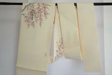 나고야 오비 작가 작품 가시 시오제 화이트 x 벚꽃 새상품급