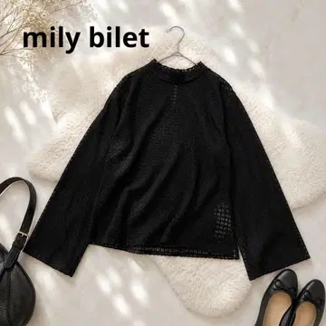 A272 mily bilet 시어 체크 하이넥 블라우스 블랙
