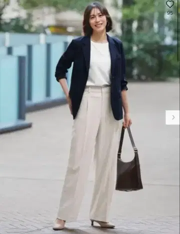 UNIQLO 턱 와이드 팬츠 내추럴 S 사이즈