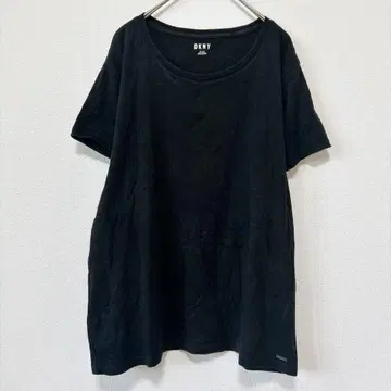 dkny 무지 티셔츠 U넥 반팔 XL 블랙 면 외출복