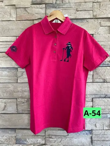 A-54 ADABAT 반팔 피케 셔츠 핑크 자수 로고 여성용 골프