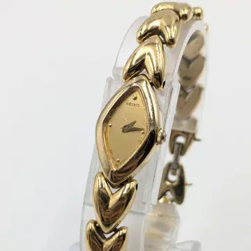 작동 SEIKO 손목시계 골드 컬러 쿼츠 여성용 마름모꼴