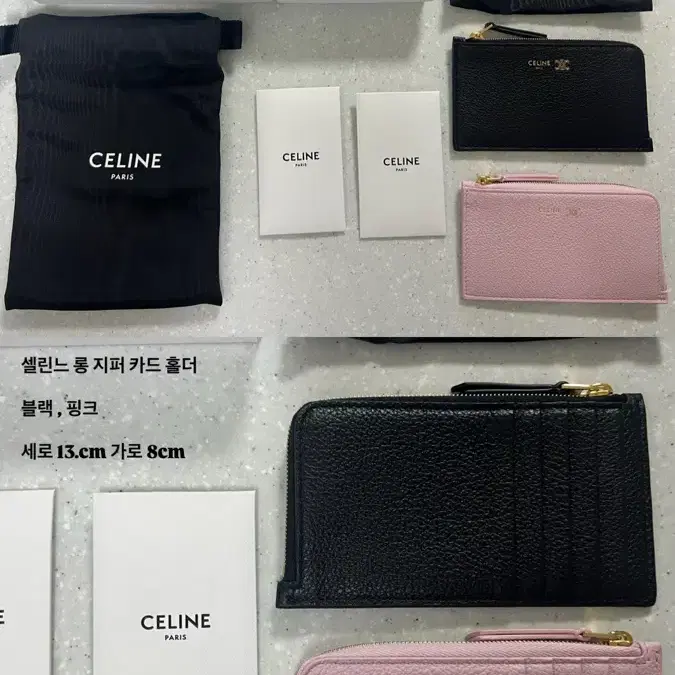 (새상품) 셀린느 롱 지퍼 카드 홀더 카프스킨 핑크