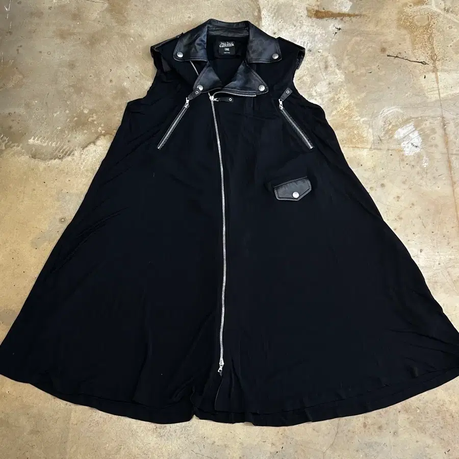 Jean Paul Gaultier 가죽 블랙 바이커 베스트 Free