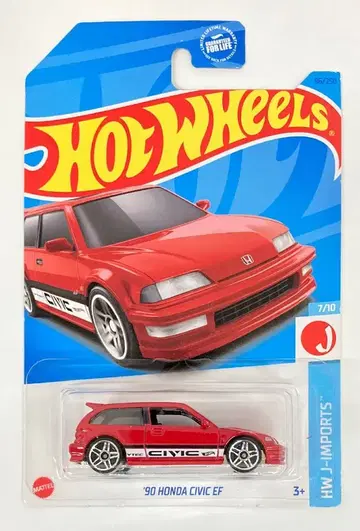 MATTEL HW J-IMPORTS 7/10 HOTWHEELS '90 HONDA CIVIC EF/레드 96/250