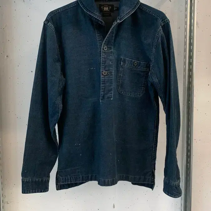 RRL 숄칼라 인디고 데님 풀 오버 셔츠