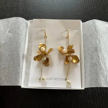 새상품급 ANNAN WEDDING 귀찌 골드 펄 꽃 결혼식