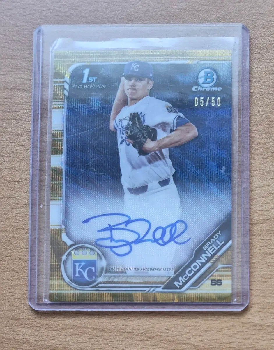 MLB 2019 바우만크롬 캔자스 브래디 맥코넬 50한정 골드웨이브 퍼스트 온오토카드 판매합니다.