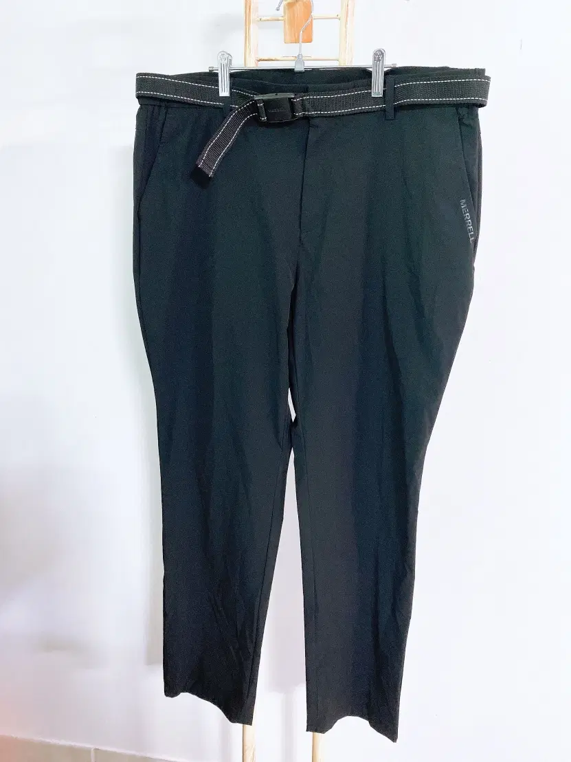몽빈티지(36인치)머렐남자여름블랙벨트스판바지