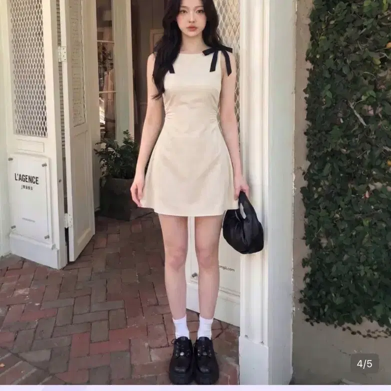 쉬인모드 원피스 베이지 끈나시 원피스