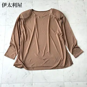 이타리야 티셔츠 11B2 브라운 비쥬 큐빅 긴팔 어깨 패드