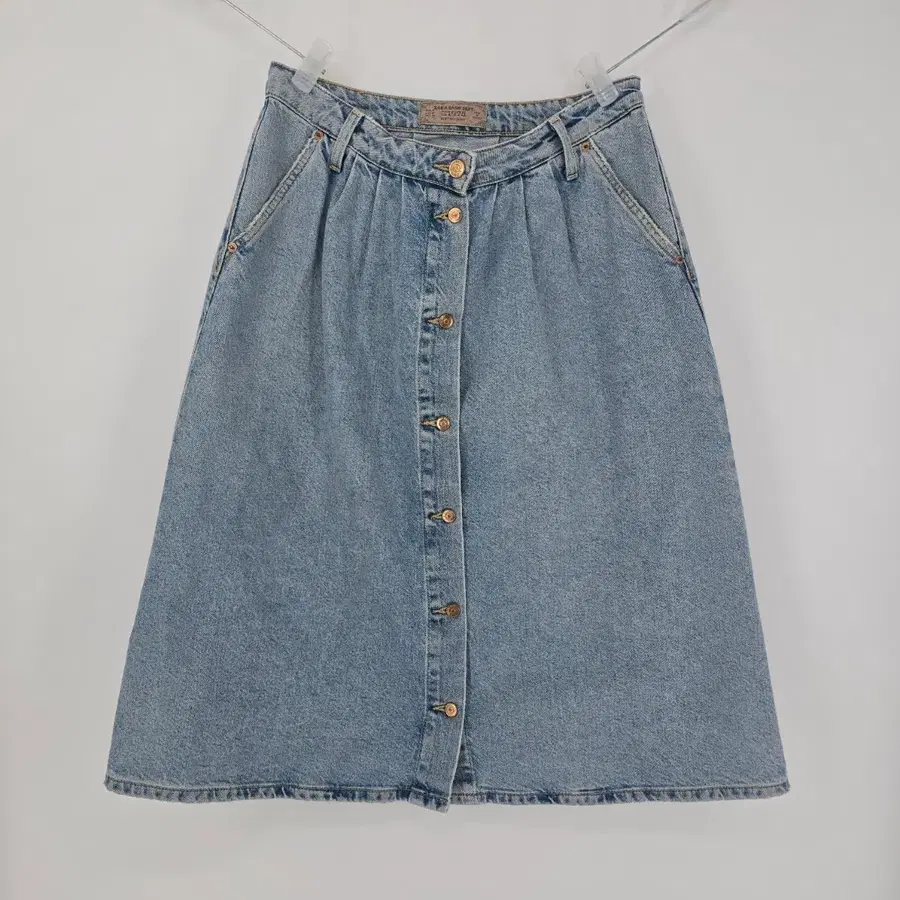 ZARA 1975 빈티지 버튼 데님 A라인 롱스커트 30 [E31198]