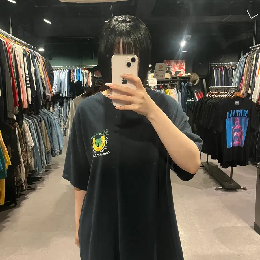 (881) VTG 빈티지 네잎클로버 레터링 프린팅 반팔 티셔츠