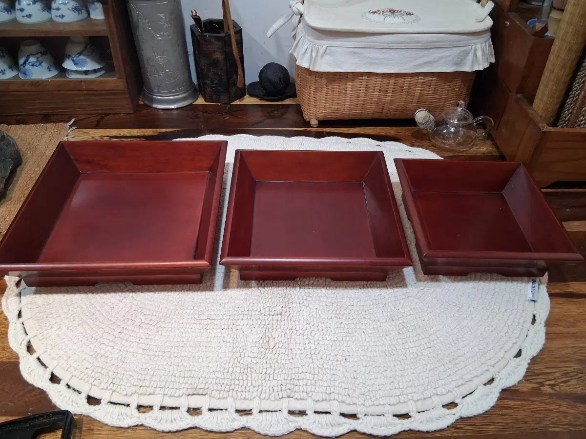 옻칠나무차반 과반 차탁 미사용 3점