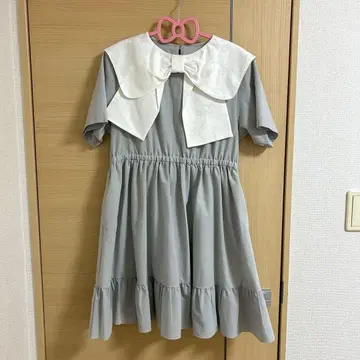 merryjenny BIG ribbon frill 미니 원피스 블루