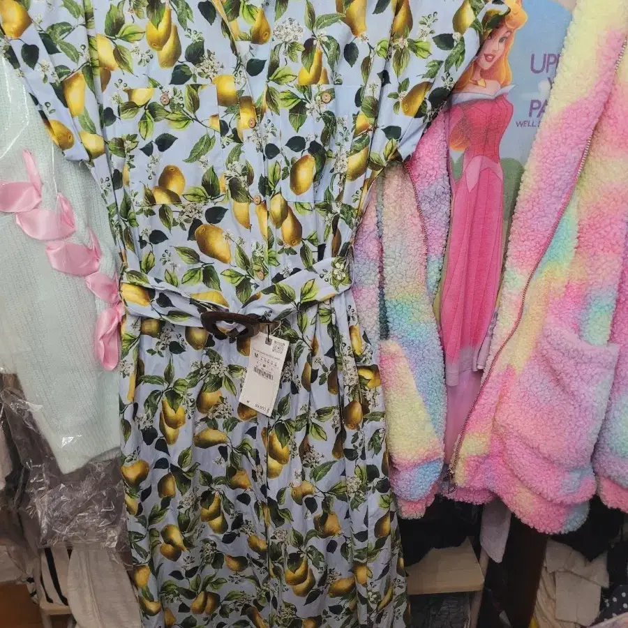 ZARA 레몬 패턴 셔츠 원피스M