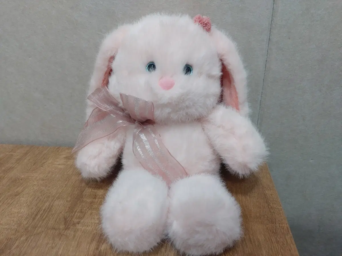 (새상품)연핑크 리본 토끼 봉제인형