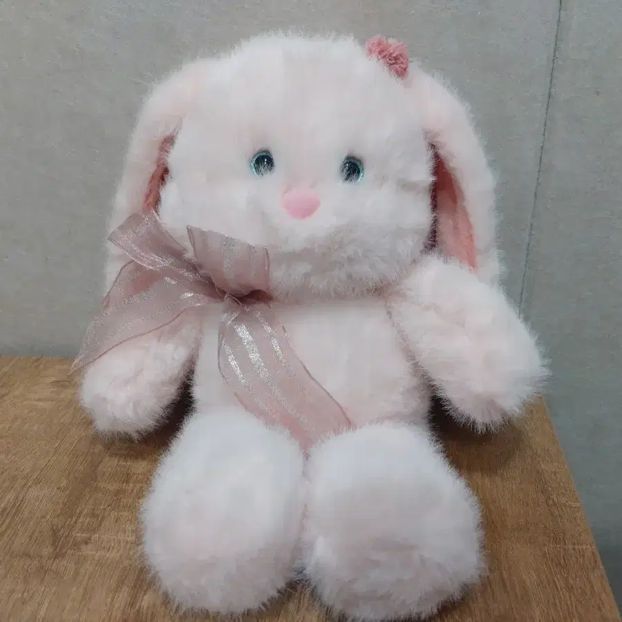 (새상품)연핑크 리본 토끼 봉제인형