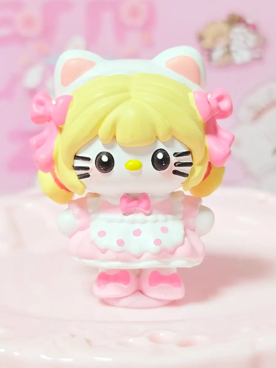 키티 수제 피규어 형광핑크