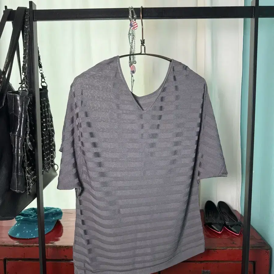 Shadow Stripe V-Neck Tee