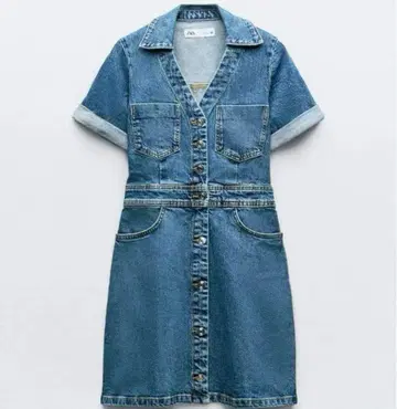 ZARA 데님 미니 원피스 반팔