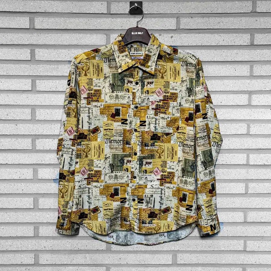JPN VINTAGE 긴팔 셔츠 프린팅 배색 디테일