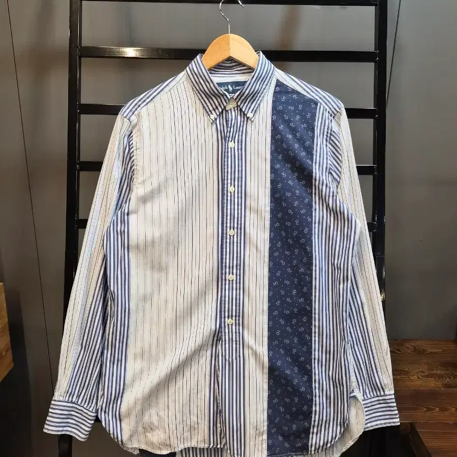 [M] 폴로 랄프로렌 Ralph Lauren 믹스 스트라이프 배색 긴팔 셔츠 네이비 4.9