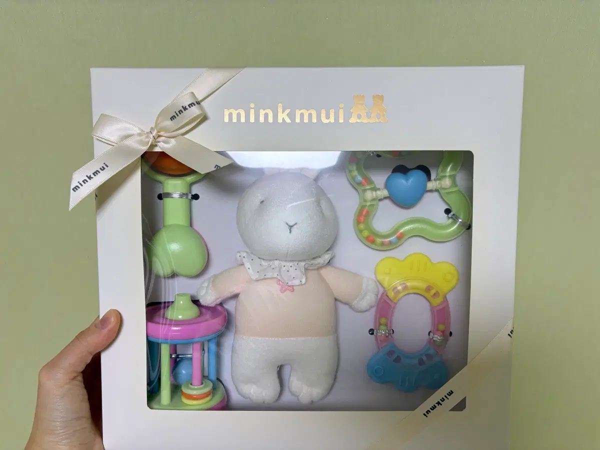 밍크뮤 토끼 인형 딸랑이 세트