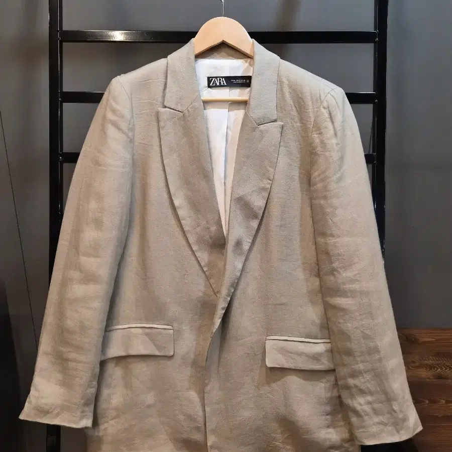 [M] 자라 ZARA 린넨 싱글 블레이저 자켓 베이지 3.5