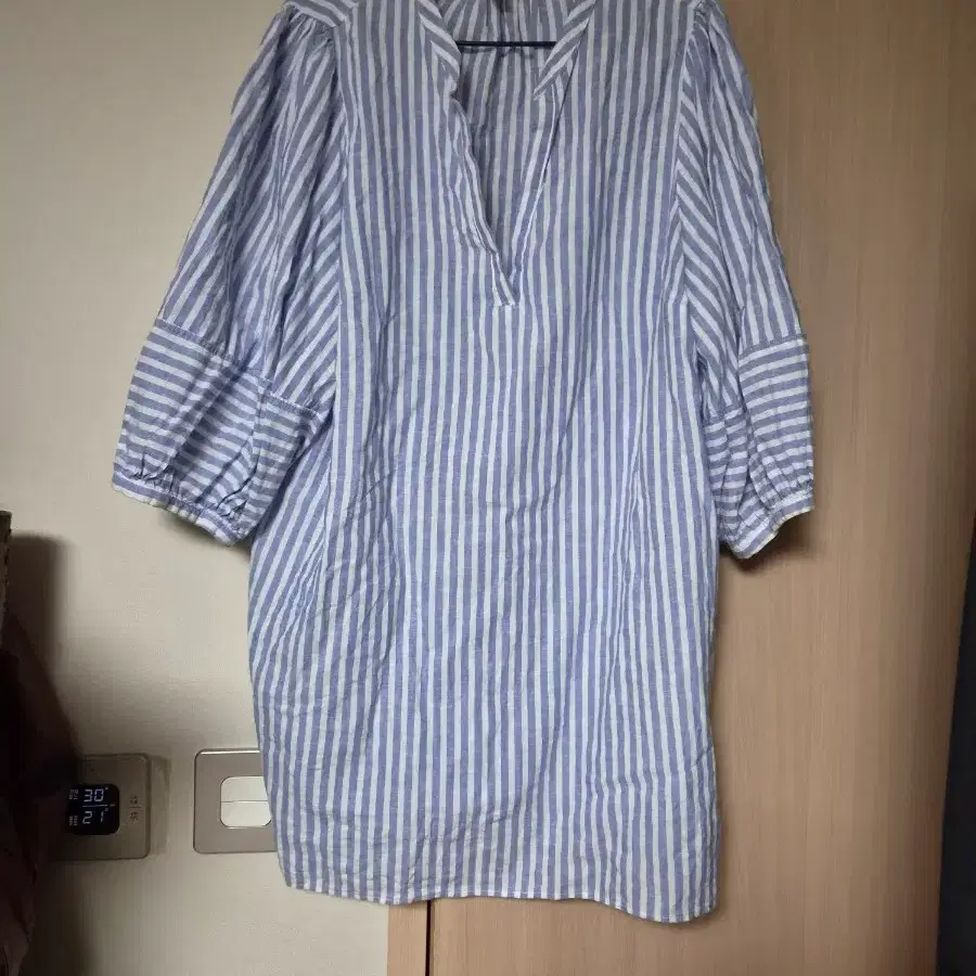 빅사이즈 스트라이프 셔츠 블라우스 겸 원피스 h&m 99