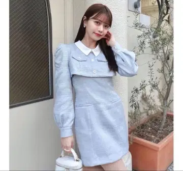 [한정 판매 가격 인하] dazzlin 트위드 도킹 미니 원피스