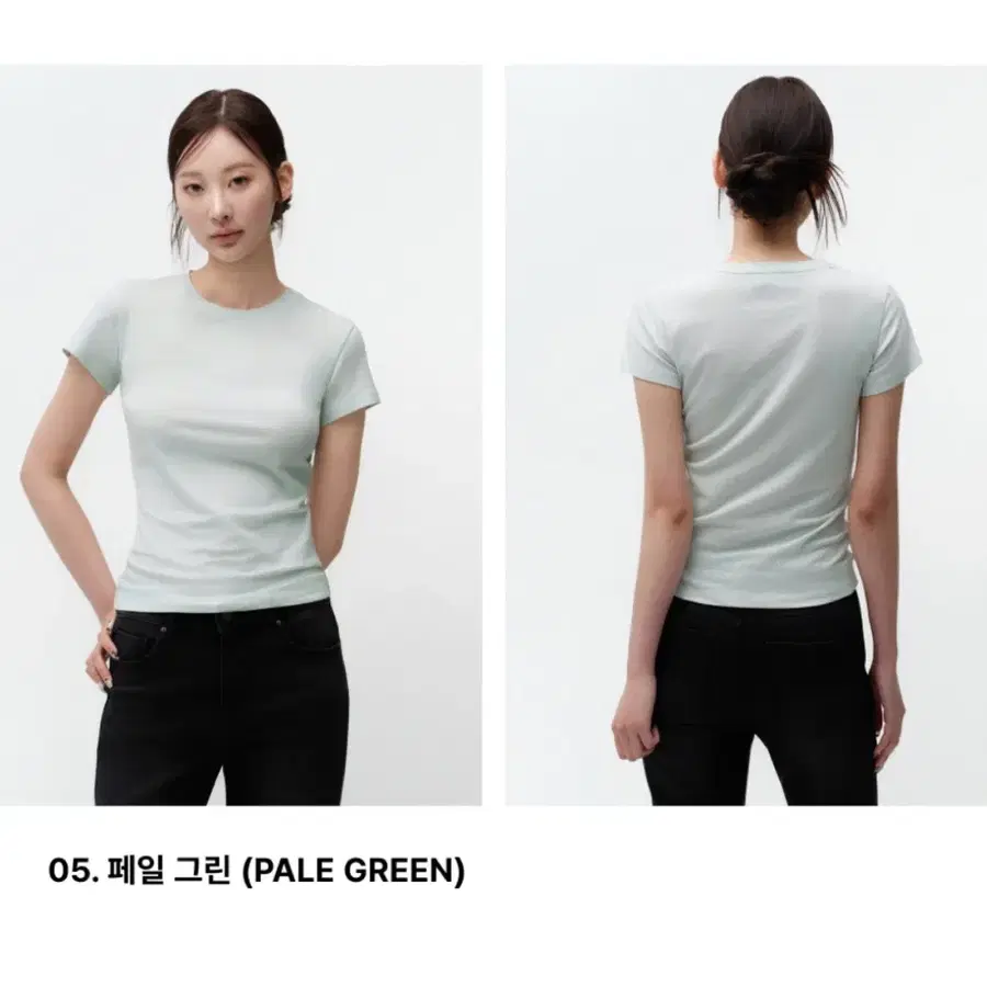 무신사 스탠다드 우먼 우먼즈 시어 슬림 티셔츠 페일그린