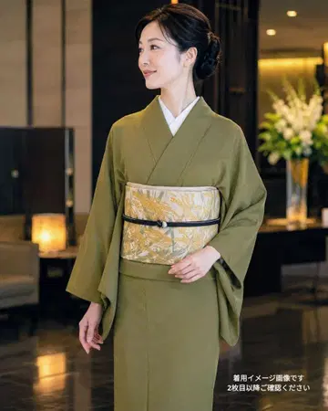 [가을 사전 예약 혜택] 새상품급 순수 실크 이중 기모노 이로무지 톨 사이즈 화장 69cm 새상품 후쿠로 오비 서비스