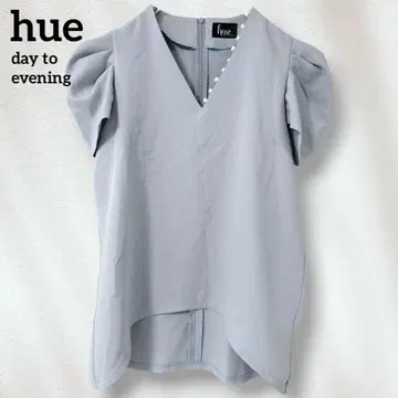 hue 휴 데이 이브닝 펄 블라우스 퍼프 슬리브 스카이블루 색스