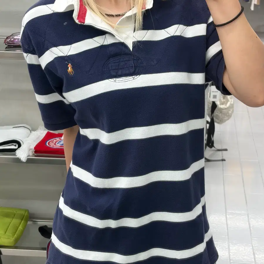 (S) 폴로 랄프로렌 포니 단가라 네이비 PK 반팔 티셔츠