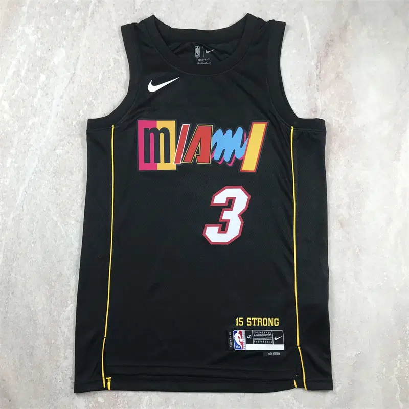 NBA 농구복 마이애미 히트 3호 WADE 2022년형 블랙시티 버전