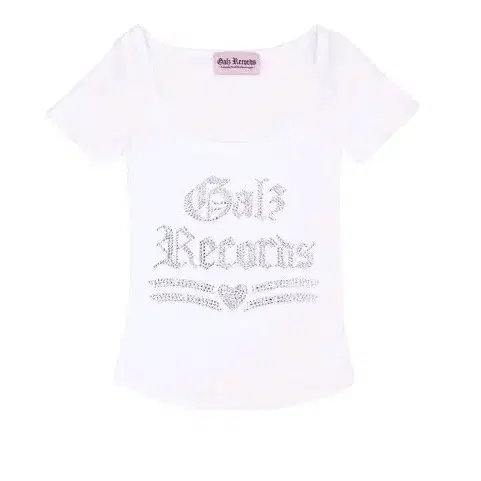 GALZRECORDS 걸즈레코드 글리터 티 화이트 갸루