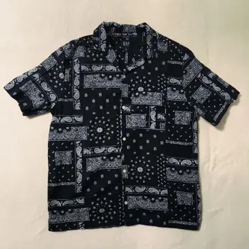 00's GAP 코튼 린넨 스리랑카 제조 페이즐리 무늬 블랙 M