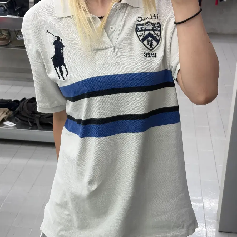 (M) 폴로 랄프로렌 빅포니 앰블럼 자수패치 스트라이프 PK 반팔 티셔츠